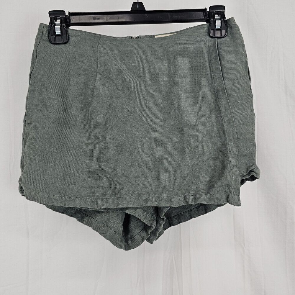 Chaser Asymmetrical Wrap Skort in Green Size XS Linen